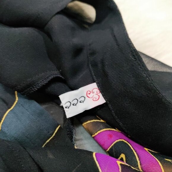 CCC Silk Floral Vintage Black Sheer Wrap S-L - Picture 6 of 11